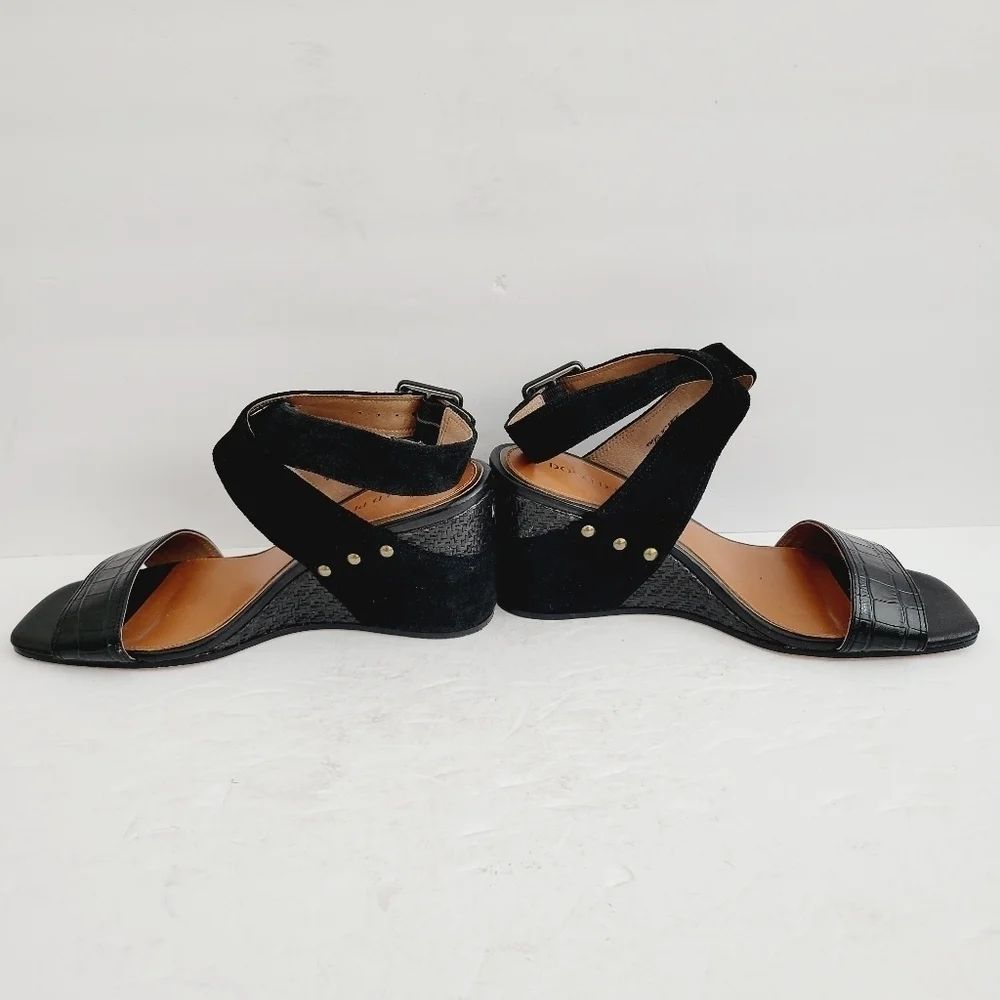 New Donald Pliner Women's Bellville Suede Crocco Wedge Sandals, Size 9,5